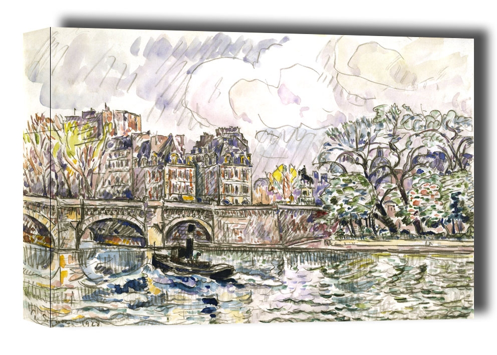 Paris: Le Place Dauphine, Paul Signac - obraz na płótnie Wymiar do wyboru: 100x70 cm