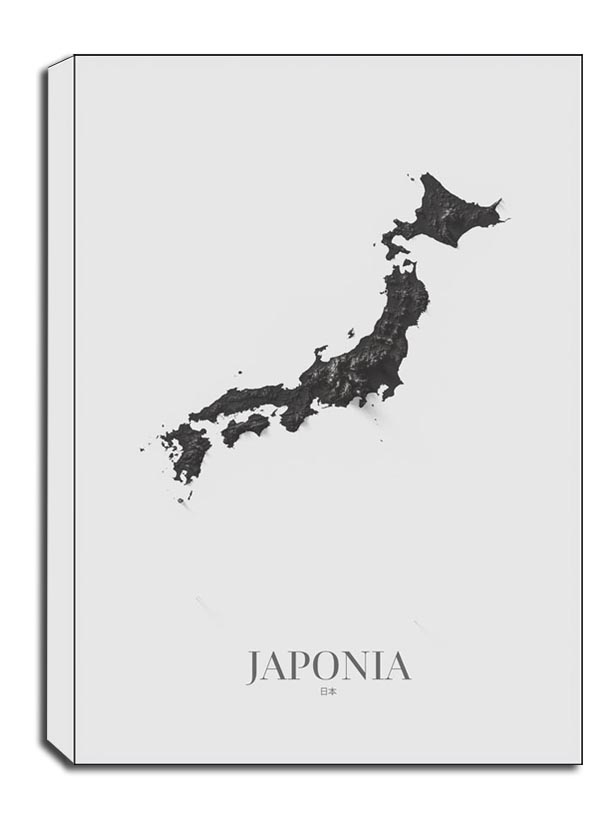 Japonia, mapa grafitowa - obraz na płótnie Wymiar do wyboru: 61x91,5 cm