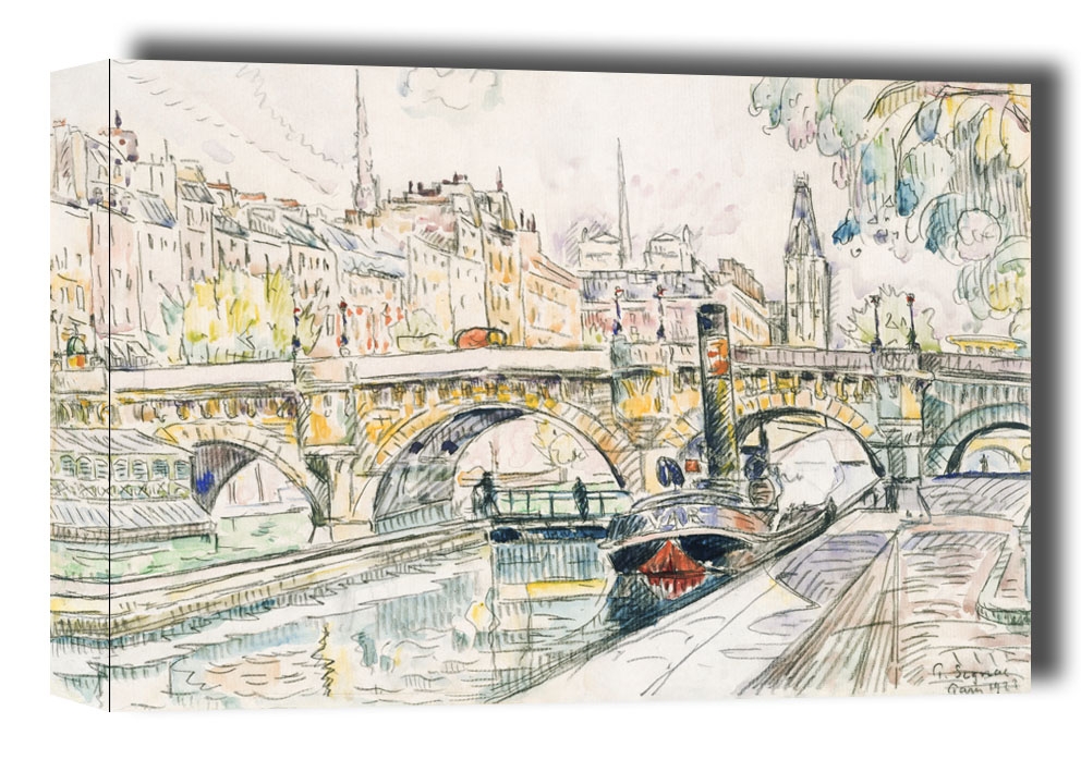 Tugboat at the Pont Neuf, Paris, Paul Signac - obraz na płótnie Wymiar do wyboru: 120x90 cm