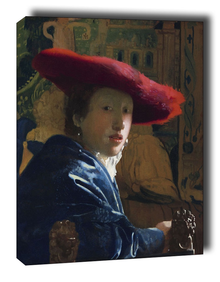 Girl with the Red Hat, Jan Vermeer - obraz na płótnie Wymiar do wyboru: 20x30 cm