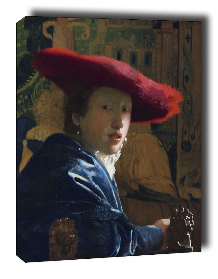 Girl with the Red Hat, Jan Vermeer - obraz na płótnie Wymiar do wyboru: 60x80 cm