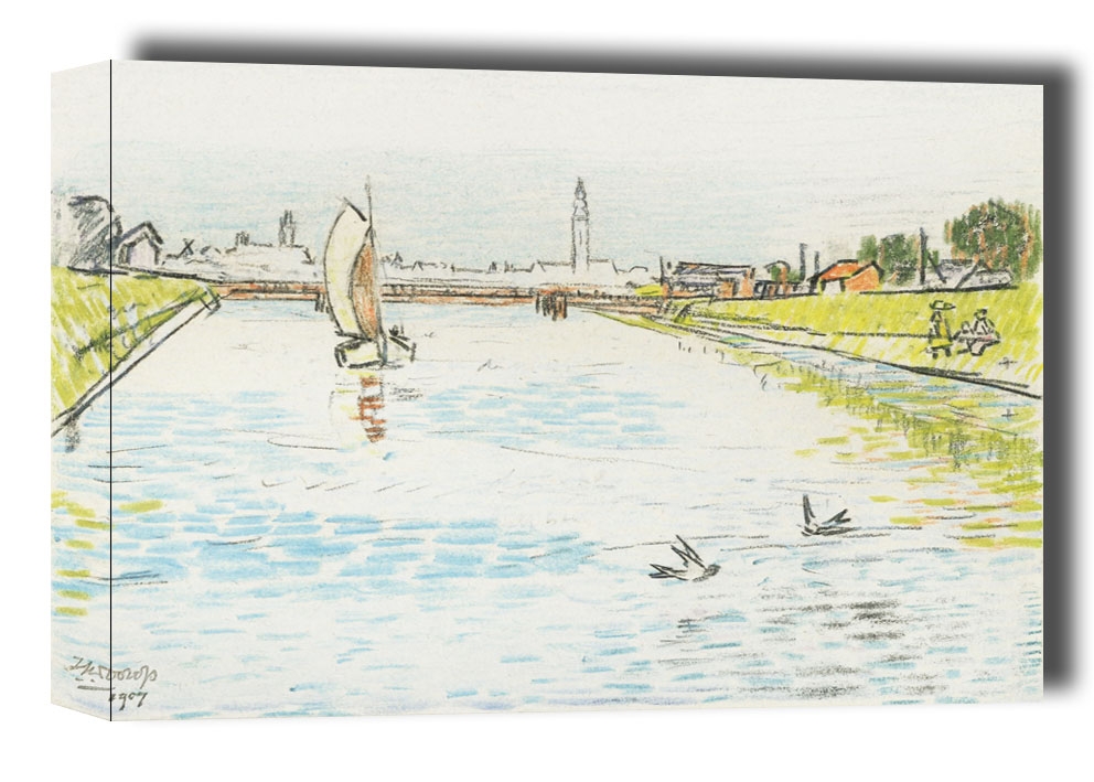 View of a Canal with a Sailing Ship, Jan Toorop - obraz na płótnie Wymiar do wyboru: 100x70 cm