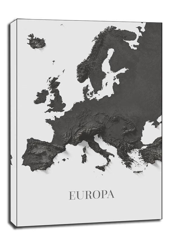 Europa mapa czarno biała - obraz na płótnie Wymiar do wyboru: 60x80 cm