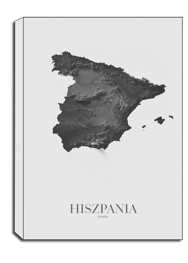 Hiszpania, mapa grafitowa - obraz na płótnie Wymiar do wyboru: 20x30 cm