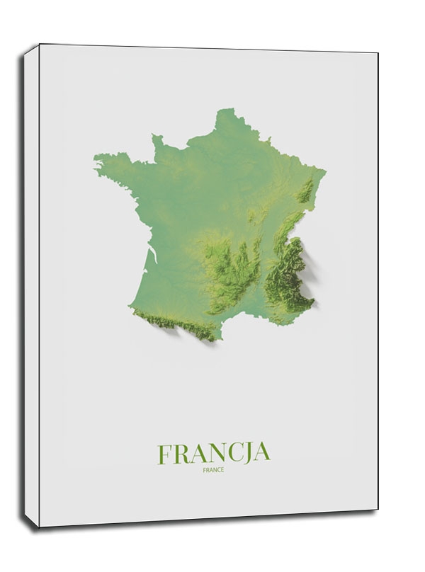 Francja mapa kolorowa - obraz na płótnie Wymiar do wyboru: 90x120 cm