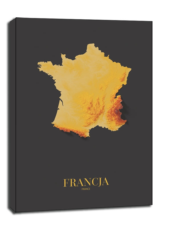 Francja mapa złota - obraz na płótnie Wymiar do wyboru: 30x40 cm