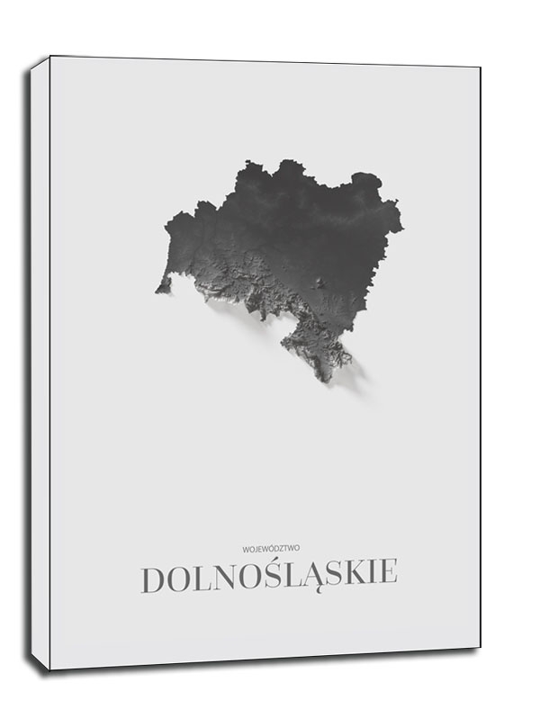 Dolny Śląsk mapa czarno biała - obraz na płótnie Wymiar do wyboru: 61x91,5 cm