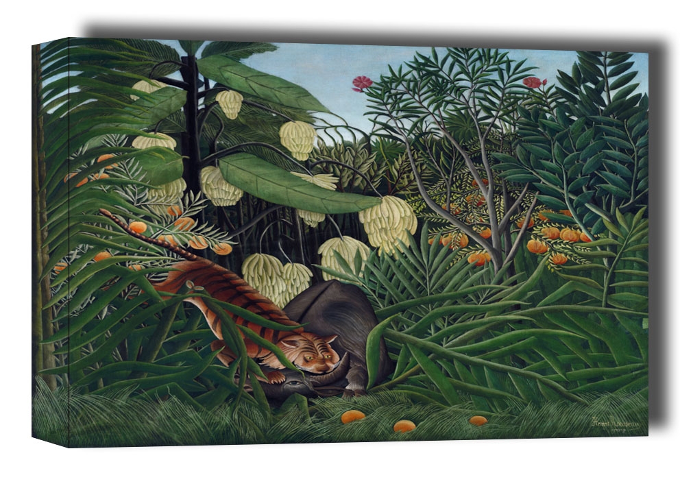 Fight between a Tiger and a Buffalo, Henri Rousseau - obraz na płótnie Wymiar do wyboru: 40x30 cm