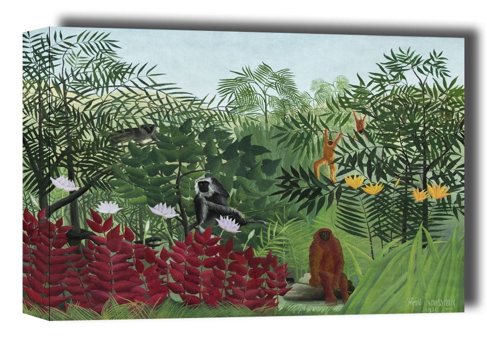 Tropical Forest with Monkeys, Henri Rousseau - obraz na płótnie Wymiar do wyboru: 50x40 cm