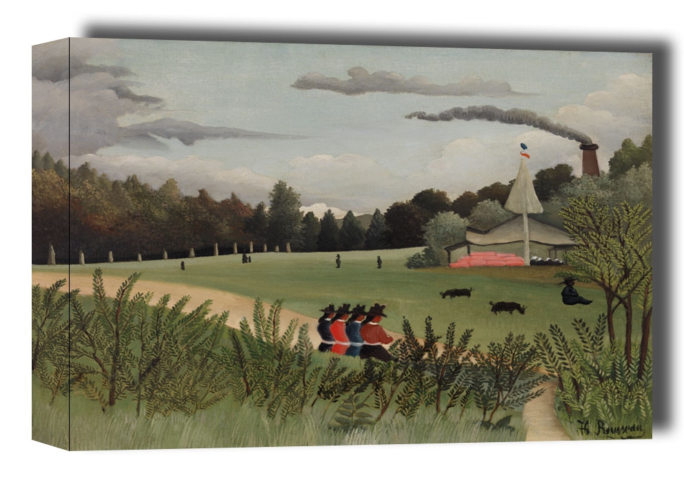 Landscape and Four Young Girls, Henri Rousseau - obraz na płótnie Wymiar do wyboru: 91,5x61 cm