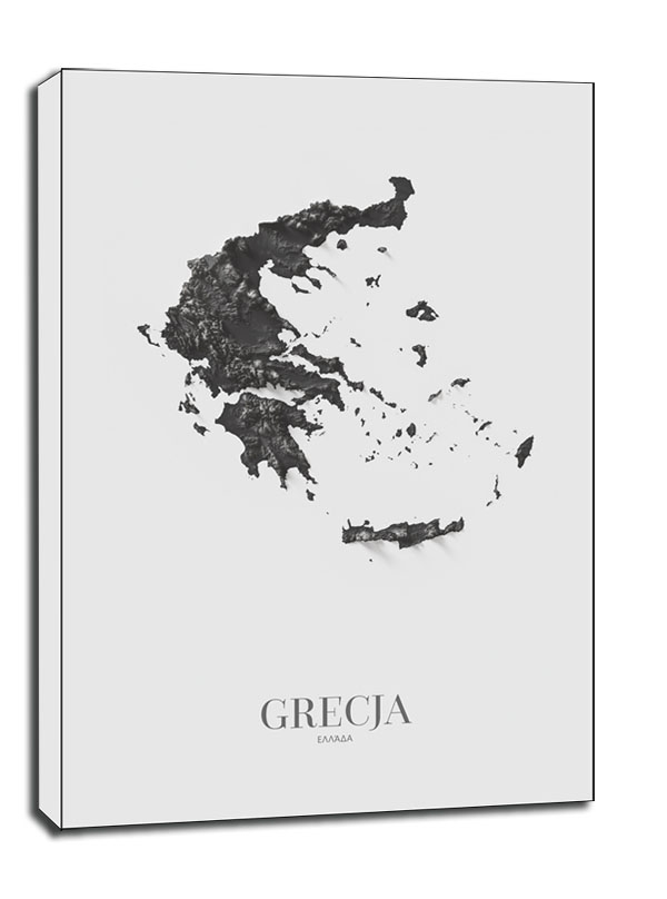 Grecja mapa czarno biała - obraz na płótnie Wymiar do wyboru: 30x40 cm