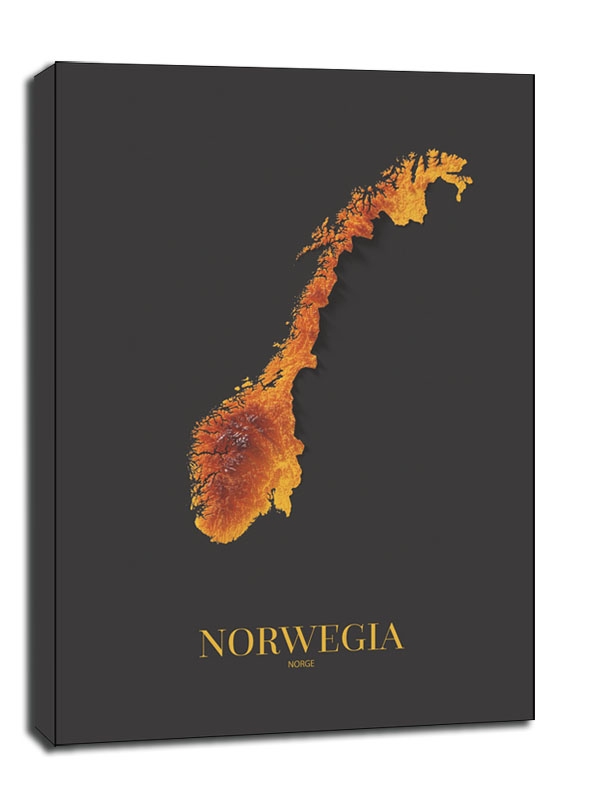 Zdjęcia - Obraz Norwegia mapa złota -  na płótnie Wymiar do wyboru: 61x91,5 cm