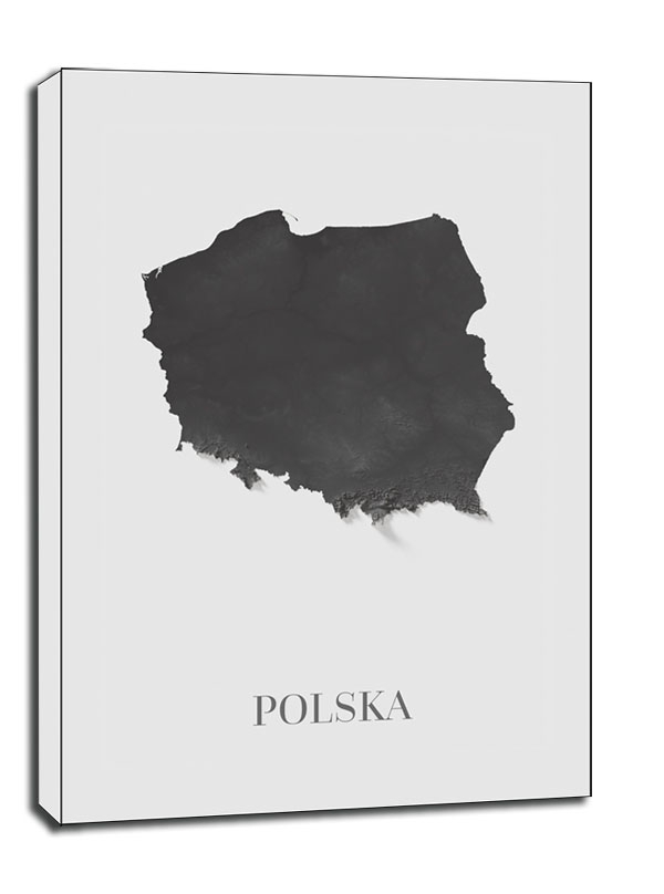 Polska mapa czarno biała - obraz na płótnie Wymiar do wyboru: 30x40 cm