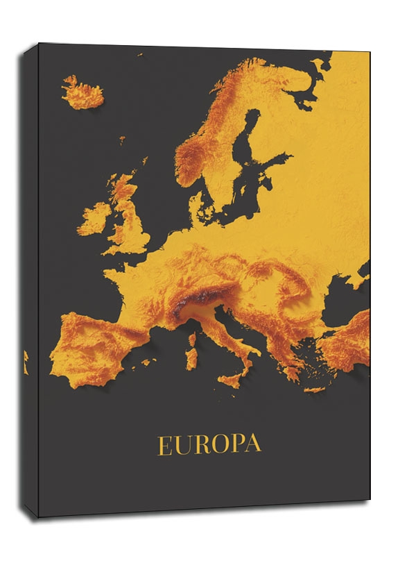Zdjęcia - Obraz Europa mapa złota -  na płótnie Wymiar do wyboru: 40x60 cm