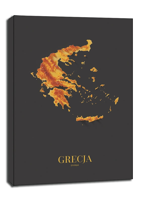 Grecja mapa złota - obraz na płótnie Wymiar do wyboru: 61x91,5 cm