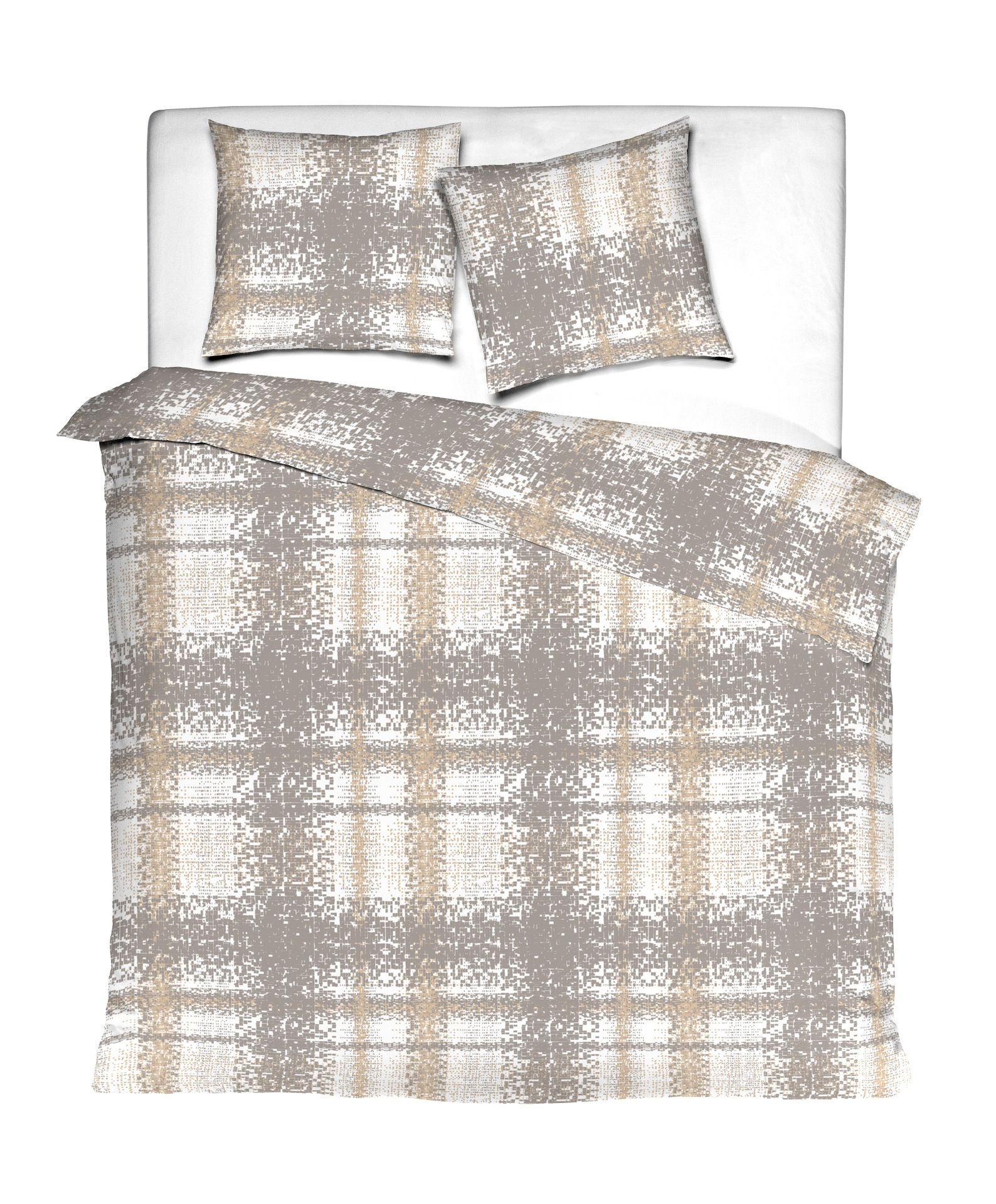 Pościel Satin Loch Grey/Beige + Dwie Poszewki 70X80