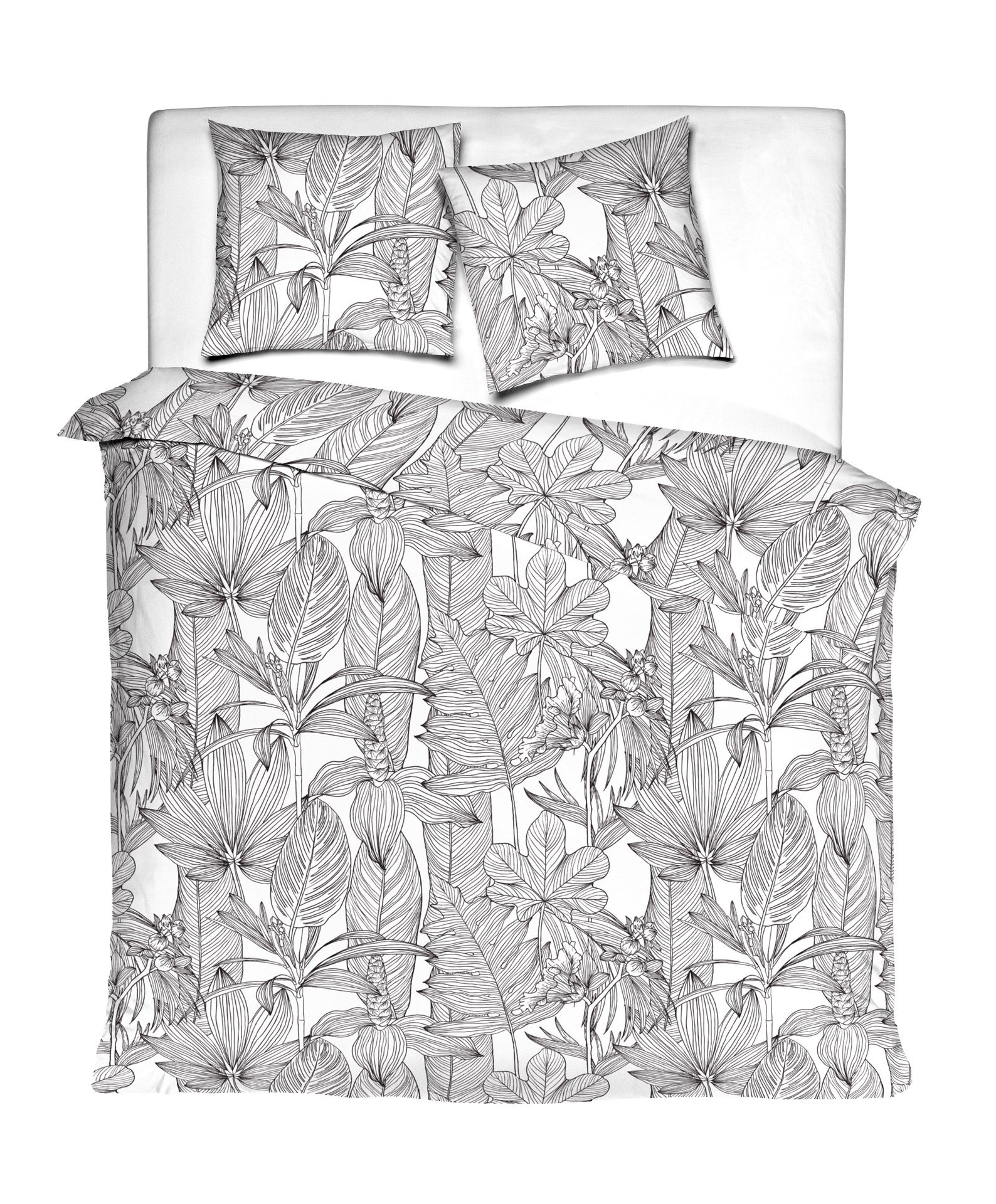 Pościel Satin Jungle Leafs Positive Ganache + Dwie Poszewki 70X80