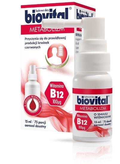 Фото - Вітаміни й мінерали Biovital Metabolizm aerozol doustny z witaminą B12, 15ml - !!! WYSYŁKA W 2