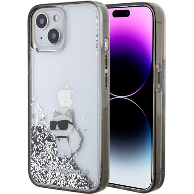 Karl Lagerfeld Etui Hardcase Liquid Glitter Choupette do iPhone 15 6,1 cala Przezroczysty KLHCP15SLKCNSK