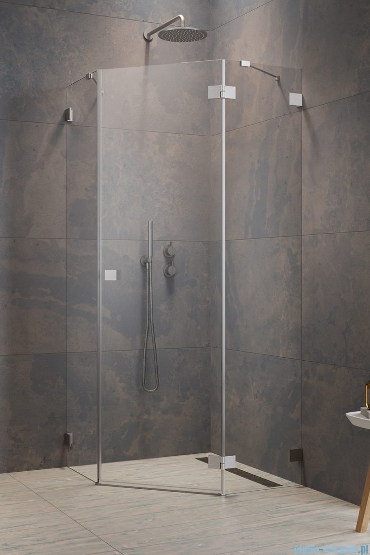 Radaway Essenza Pro Brushed Nickel Ptj kabina pięciokątna 100x100 prawa szczotkowany nikiel 10100000-91-01R/10100300-01-01