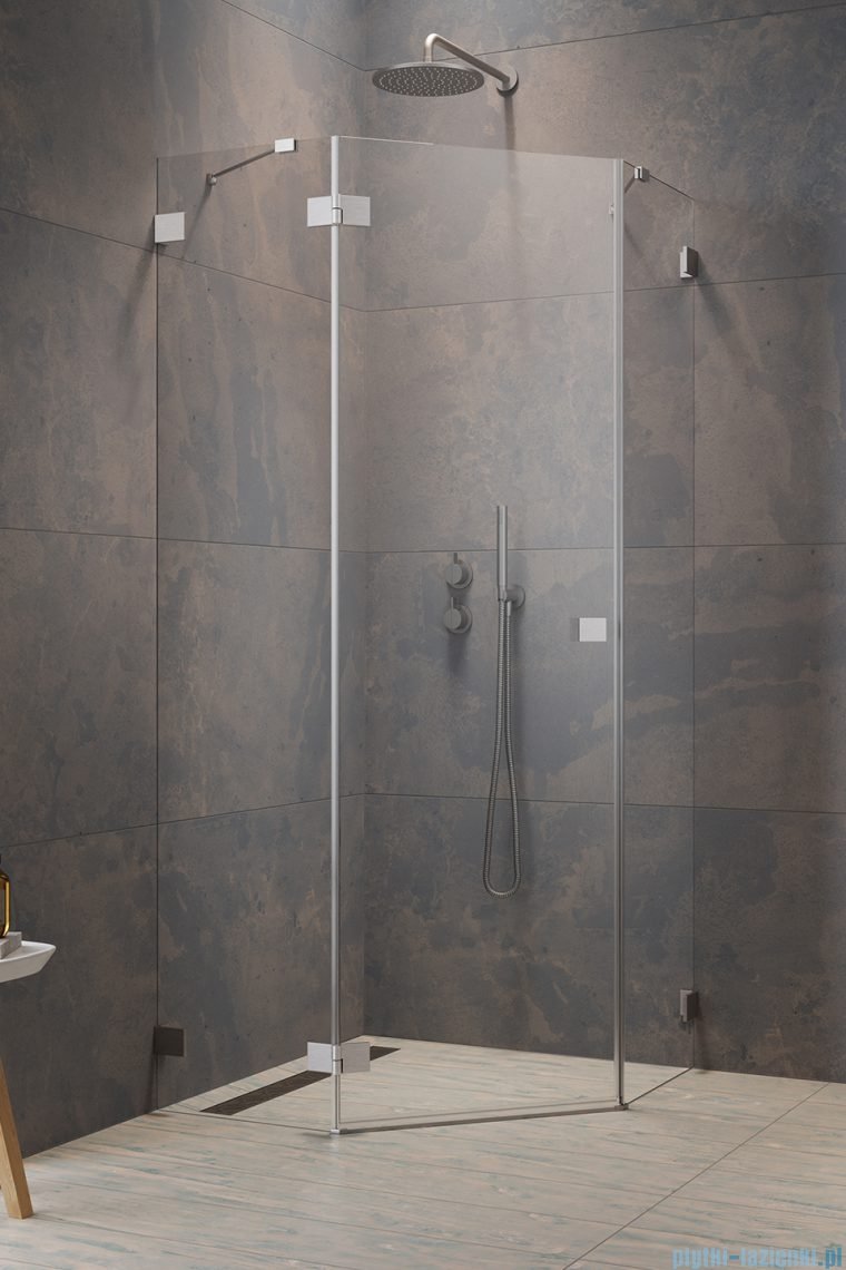 Radaway Essenza Pro Brushed Nickel Ptj kabina pięciokątna 80x90 lewa szczotkowany nikiel 10100000-91-01L/10100400-01-01
