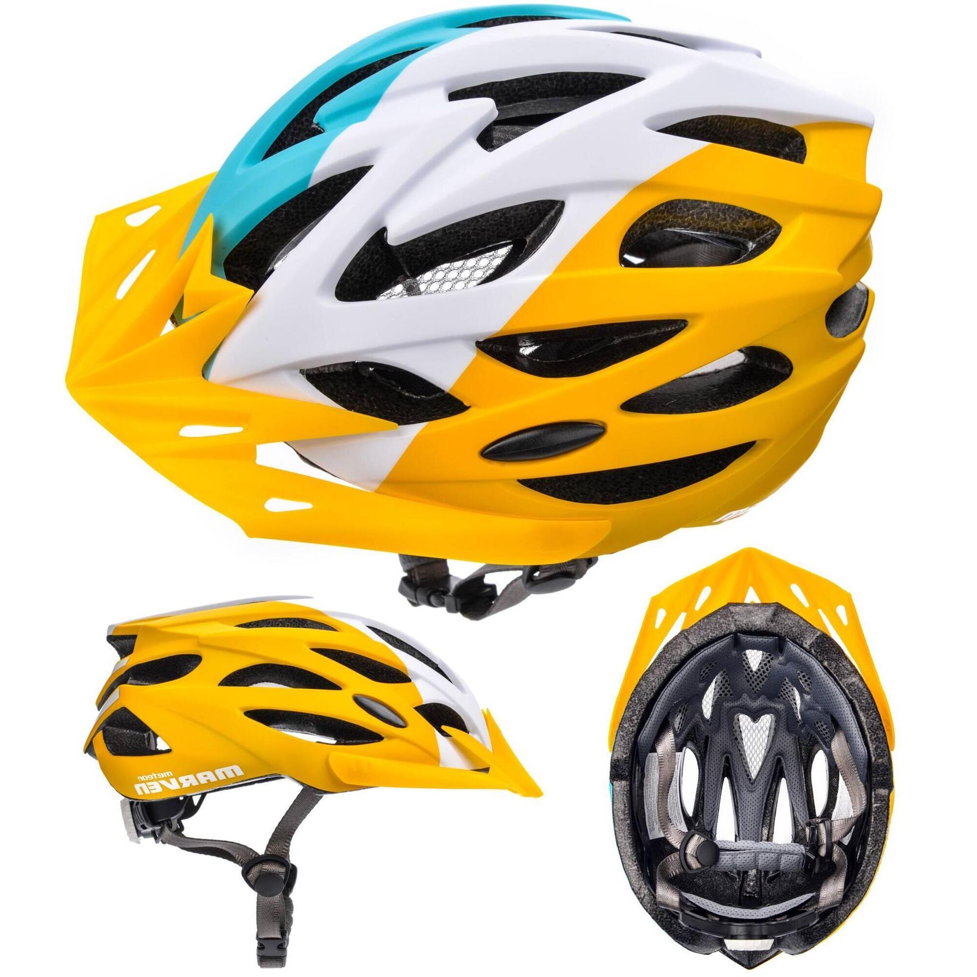 Meteor Kask rowerowy Marven S 52-56 cm niebieski/biały/żółty 25172