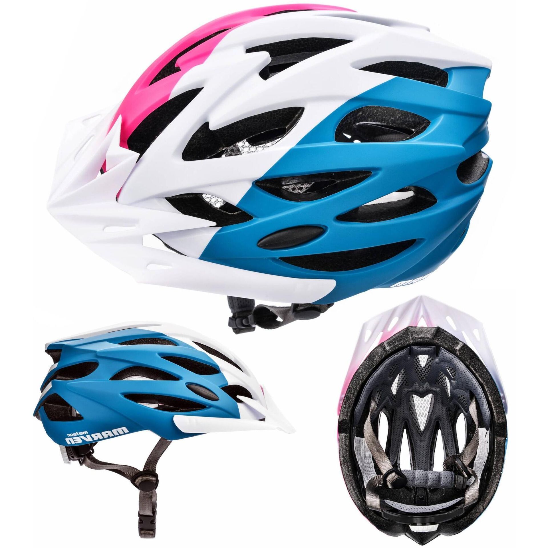 Meteor Kask rowerowy Marven S 52-56 cm różowy/biały/morski 25175