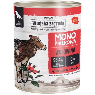 WIEJSKA ZAGRODA karma mokra dla psa monobiałkowa wołowina 800g
