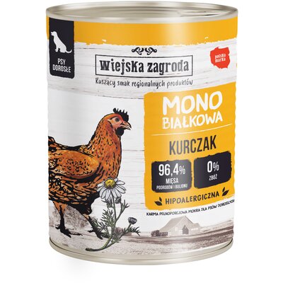 WIEJSKA ZAGRODA karma mokra dla psa monobiałkowa kurczak 800g