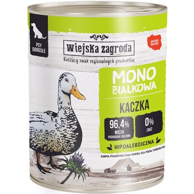 WIEJSKA ZAGRODA karma mokra dla psa monobiałkowa kaczka, 800g