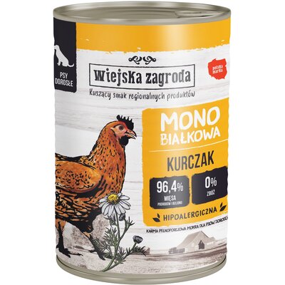 WIEJSKA ZAGRODA Mokra karma dla psa monoproteinowa z kurczakiem 400g