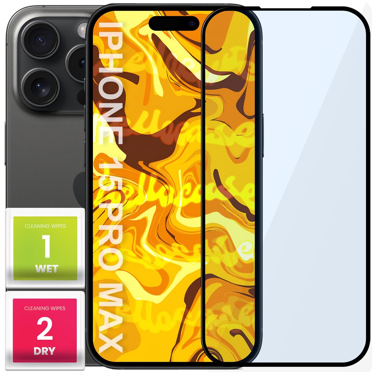 SZKŁO HARTOWANE DO IPHONE 15 PRO MAX PEŁNE NA CAŁY EKRAN SZKIEŁKO OCHRONNE