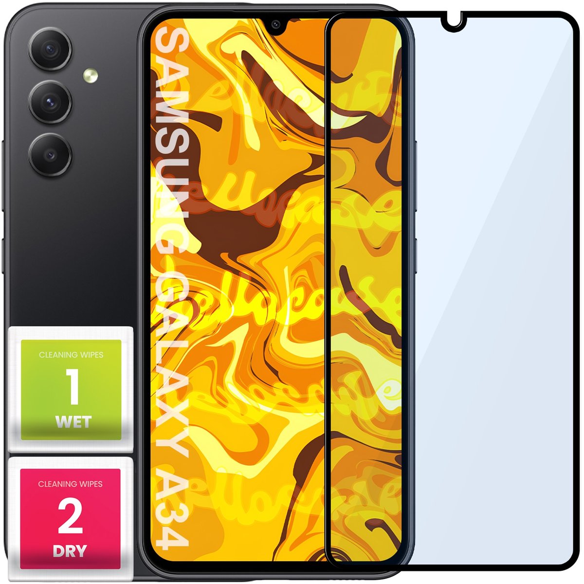 Szkło Hartowane Do Samsung Galaxy A34 5G Pełne Na Cały Ekran Folia 5D 9H