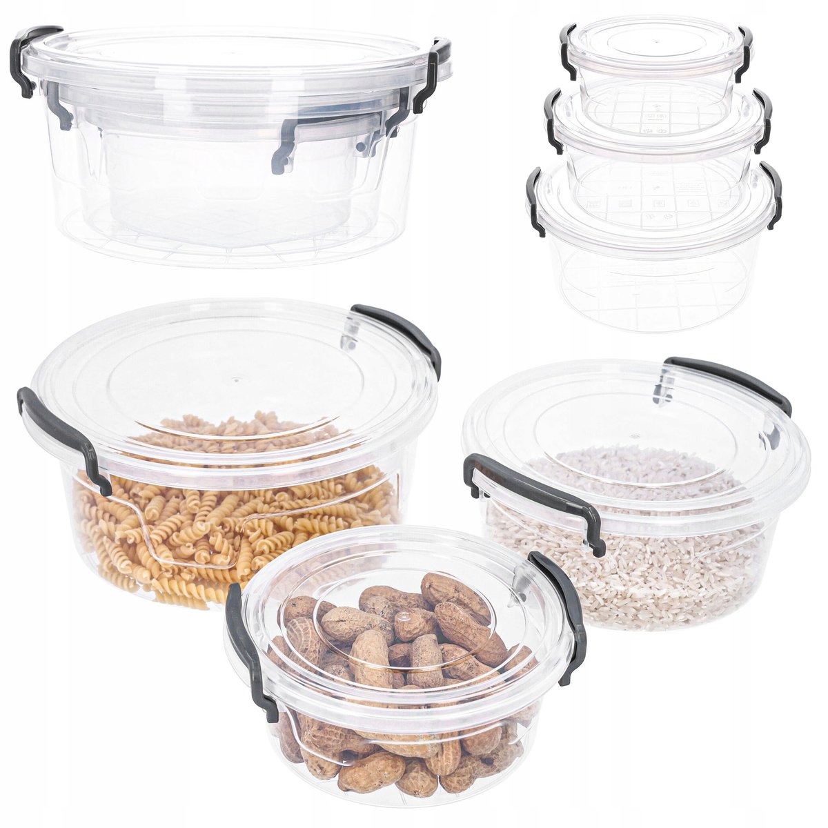 Zestaw pojemników na żywność plastikowe okrągłe x3