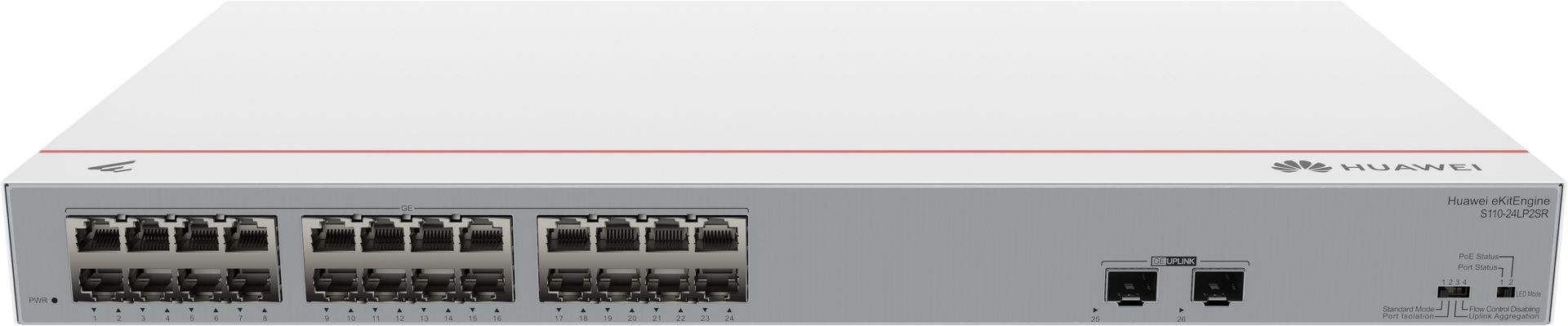 S110-24LP2SR (24*10/100/1000BASE-T ports, 2*GE SFP ports, PoE+, AC