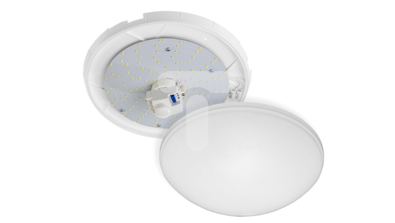 Plafon LED z czujnikiem mikrofalowym okrągły Ø30,5cm 24V 13W b.neutralna 4000K 1400lm PANTERA biały klosz mleczny IP44 PAWBOL