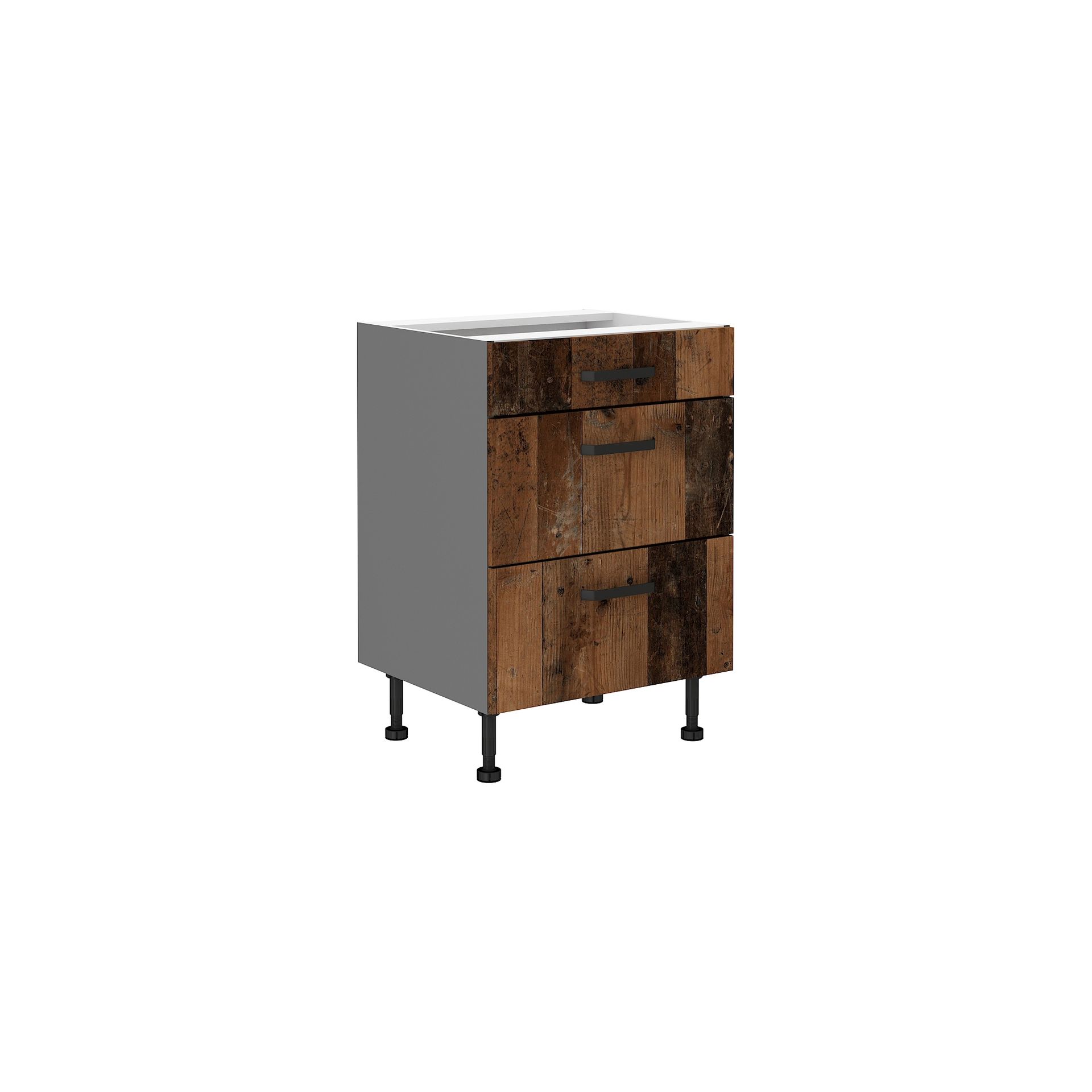 Szafka Dolna Stojąca 3 Szuflady 60D 3S Old Style Stolarz Lempert Old Style Wood, Antracyt