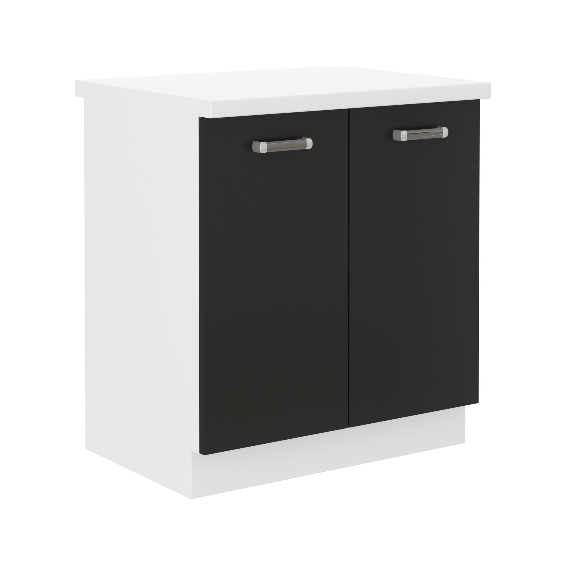 Szafka Pod Zlewozmywak 2 Drzwi 80ZL 2F z Blatem Omega Stolarz Lempert Czarny, Biały