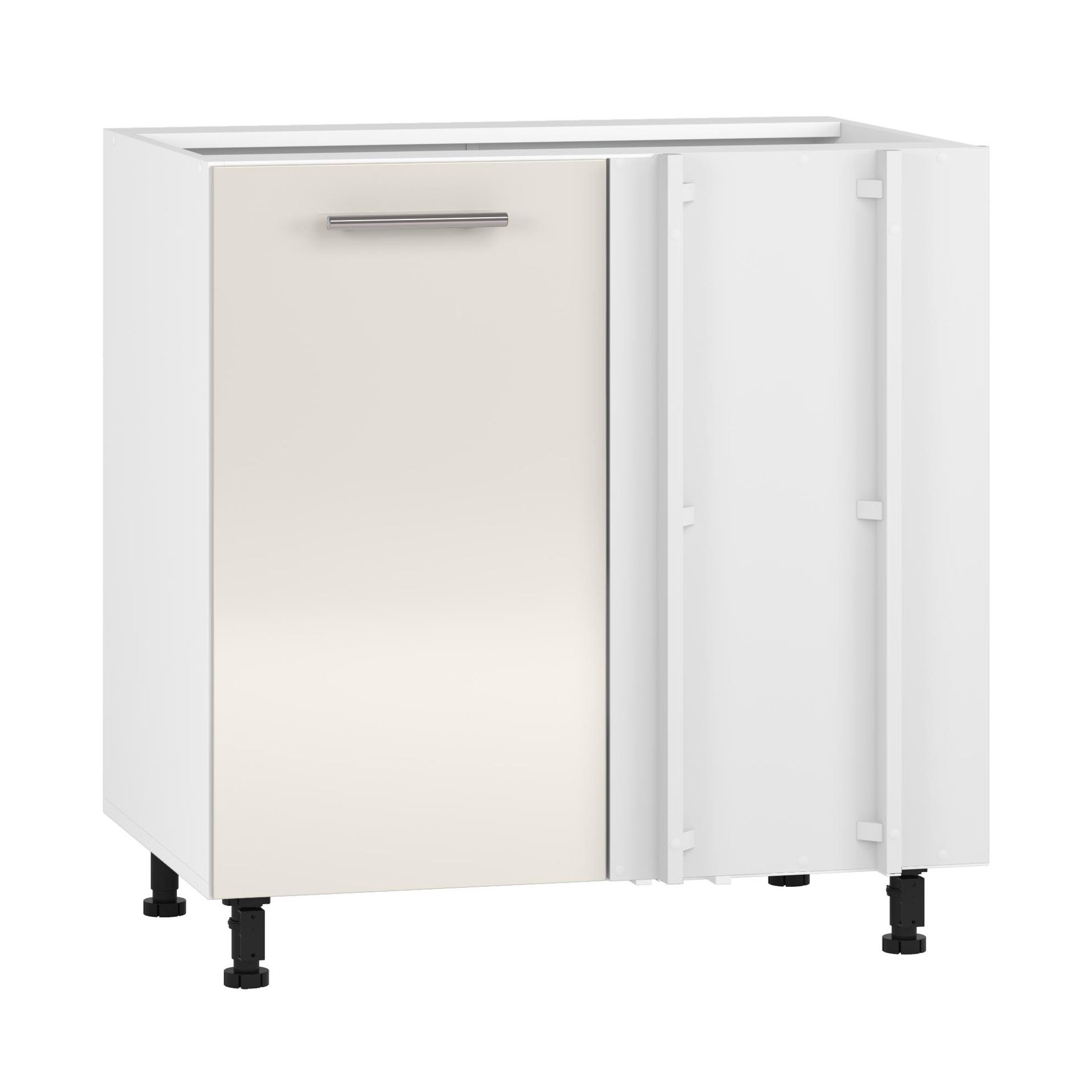 Szafka Dolna Stojąca Narożna 1 Drzwi 100 x 82 cm DN-100/82 Biały / Beżowy Połysk Vento Halmar Beż, Biały