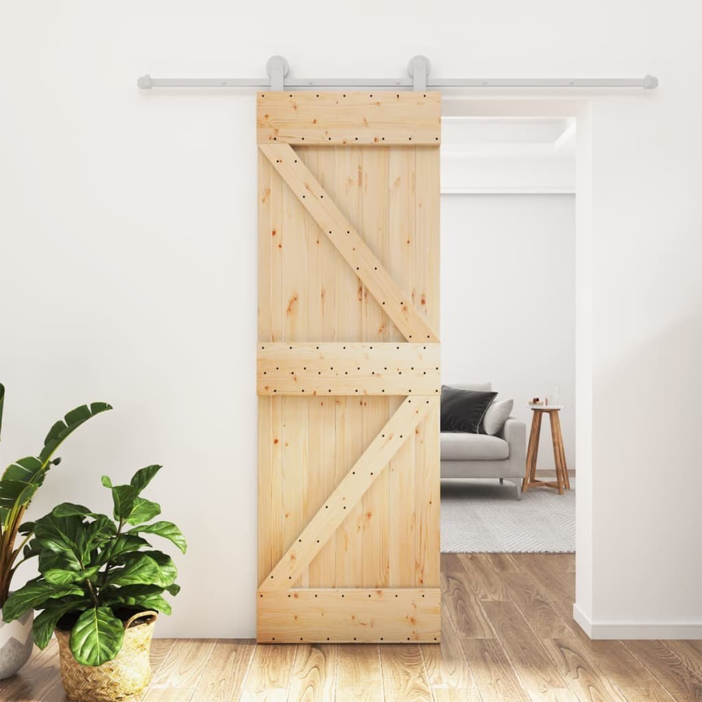 Drzwi przesuwne z osprzętem, 70x210 cm, lite drewno sosnowe  8721012081536