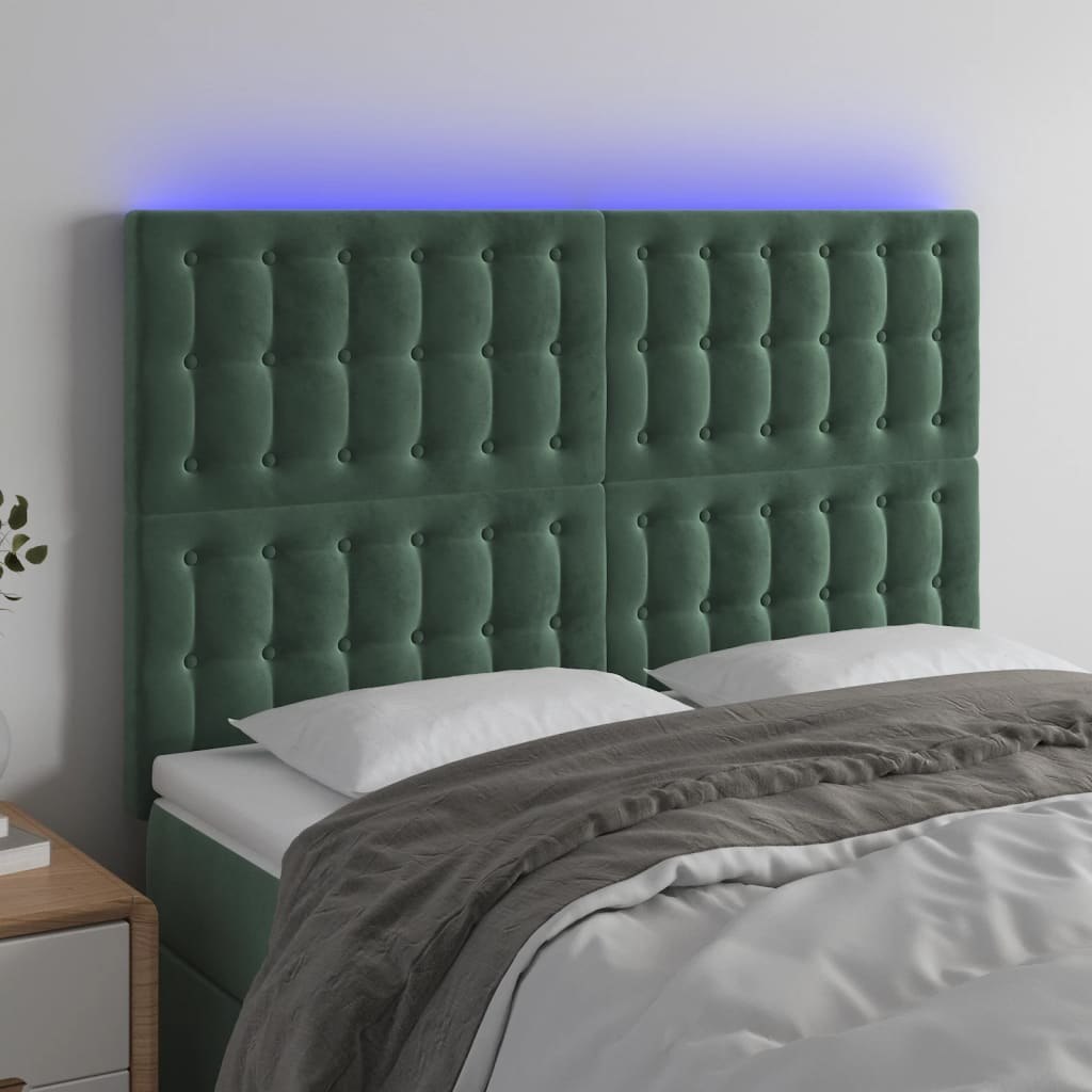 Zagłówek do łóżka z LED, ciemnozielony, 144x5x118/128 cm Lumarko!