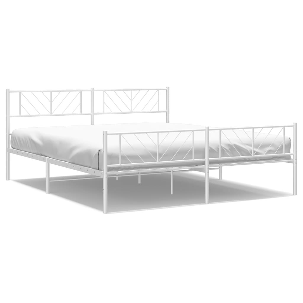 Metalowa rama łóżka z wezgłowiem i zanóżkiem, biała, 180x200 cm Lumarko!