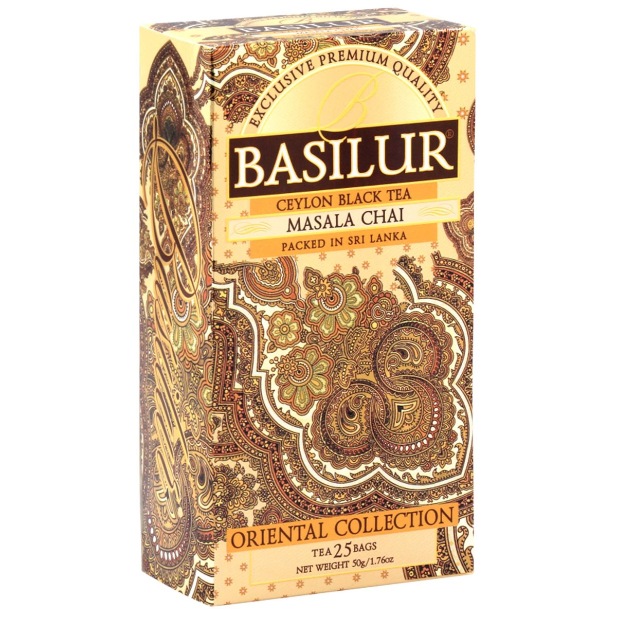 BASILUR Masala Chai- Czarna herbata cejlońska z dodatkiem naturalnych przypraw orientalnych, 25x2g x1