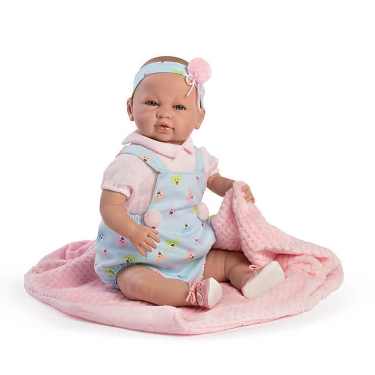 Lalka hiszpańska bobas Mantita z kocykiem 46 cm płacze, mówi, pachnie