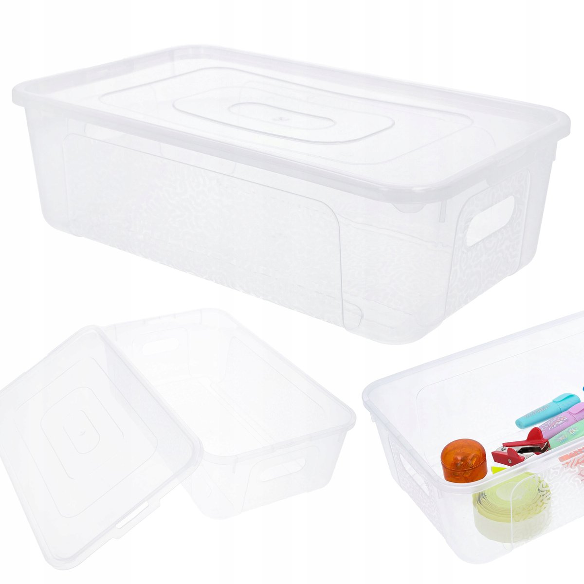 Organizer pojemnik plastikowy z pokrywą pudełko 5l 34x20x10 cm