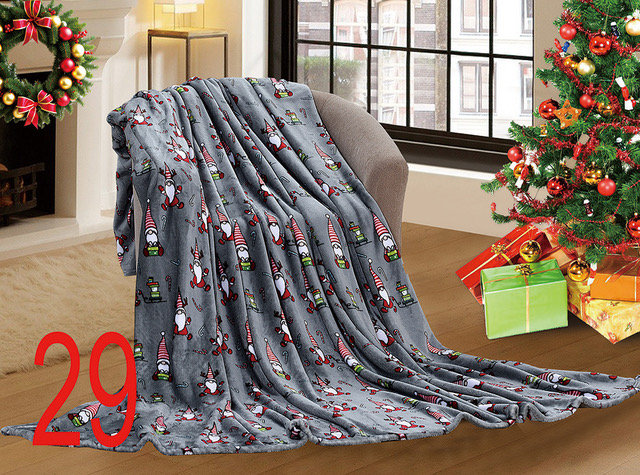 Koc polarowy świąteczny 160x200 stalowy świąteczne skrzaty