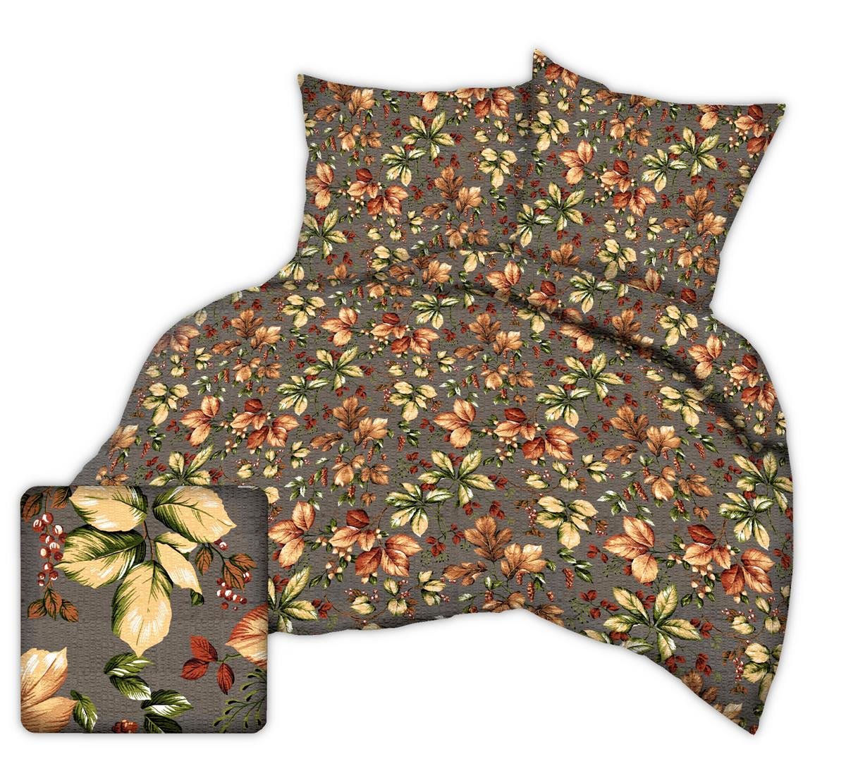 Pościel z kory 200x220 grafitowa jesienne liście