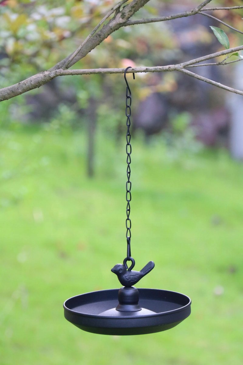 Karmnik dla ptaków wiszący otwarty metalowy czarny