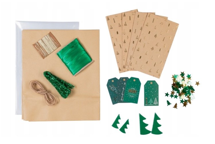 CRELANDO ZESTAW DO PAKOWANIA PREZENTÓW ŚWIĄTECZNY BOŻE NARODZENIE ZIELONY