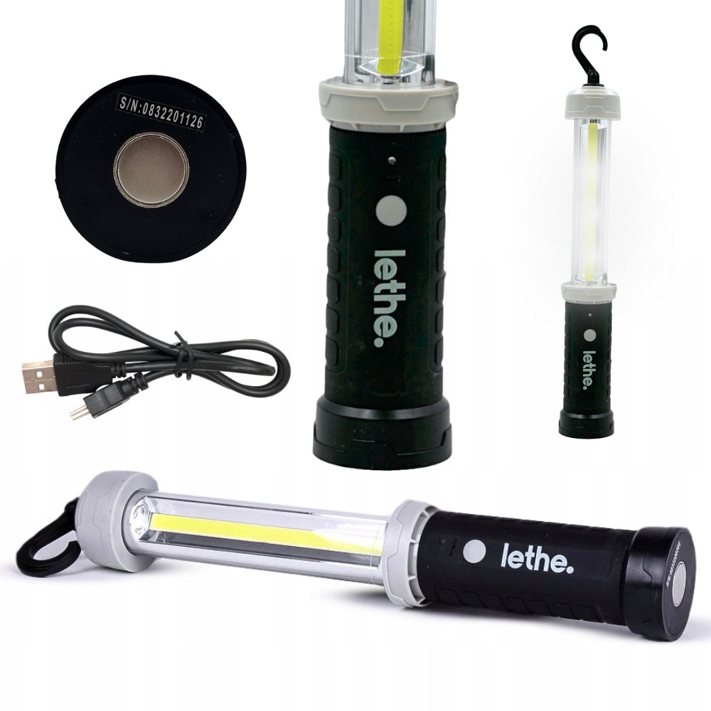 LATARKA LAMPKA WARSZTATOWA Z HACZYKIEM I MAGNESEM SZARA